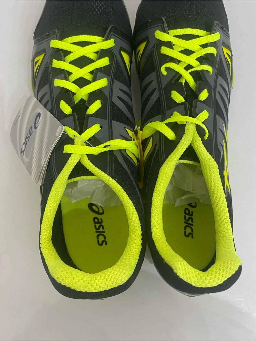 Asics Black and Neon Yellow Men's Athletic Running Shoes